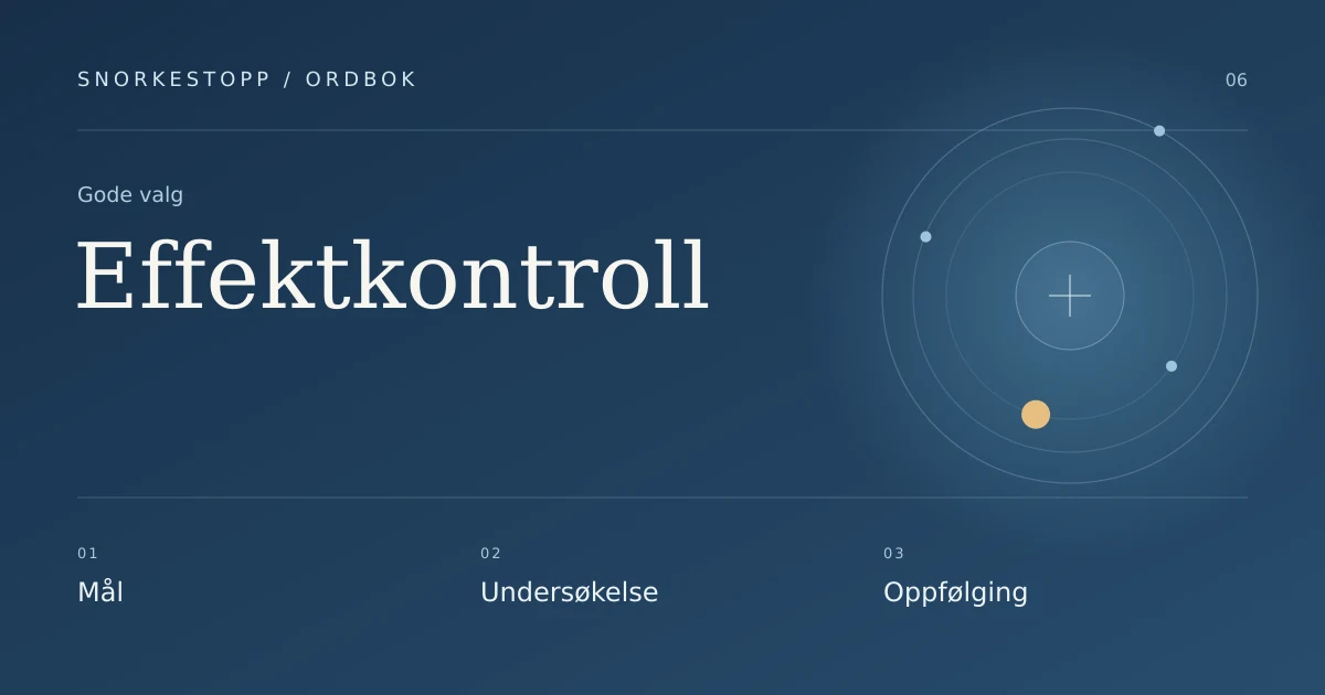 Effektkontroll: Mål, Undersøkelse, Oppfølging.