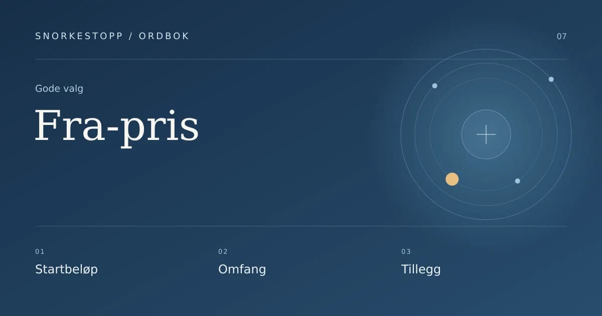 Fra-pris: Startbeløp, Omfang, Tillegg.