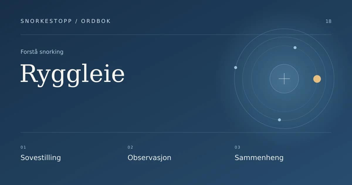 Ryggleie: Sovestilling, Observasjon, Sammenheng.