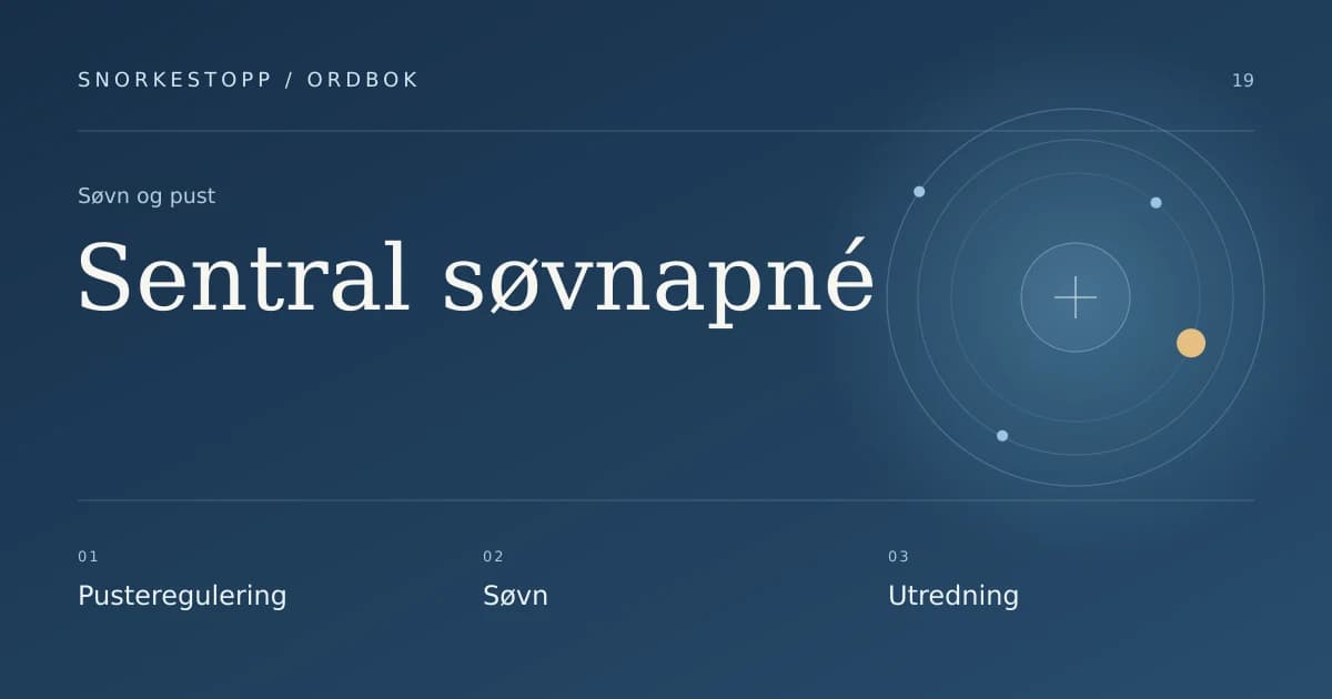 Sentral søvnapné: Pusteregulering, Søvn, Utredning.